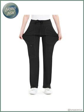 Mid Rise Cargo Scrub Pants for Women, Flared Leg Stretch Yoga Pants